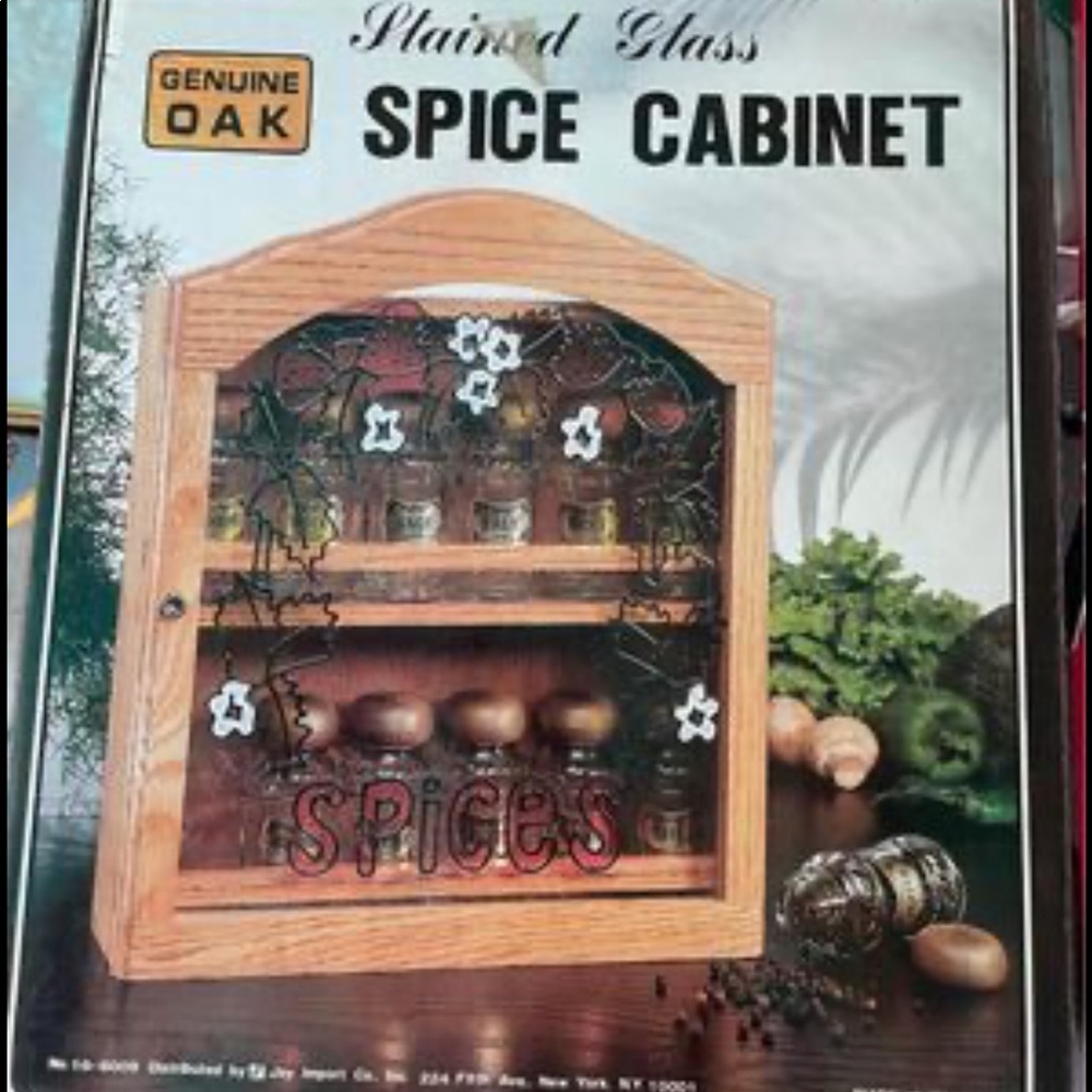 Stain glass genuine oak spice rack